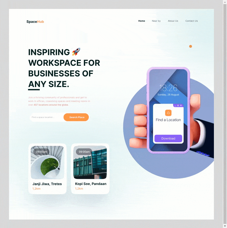Spacehub - WorkSpace find Website UI