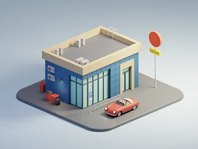 3D Isometric illustration 3d 3d illustration 3d scene architecture blender building city graphic design illustration isometric low poly low poly minimal urban