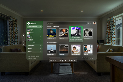Spatial UI Design | Spotify app design graphic design ui ux