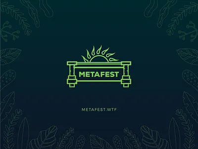 Metafest 2023 logo branding conference crypto event festival fort gathering illustration logo solarpunk stone sun vector