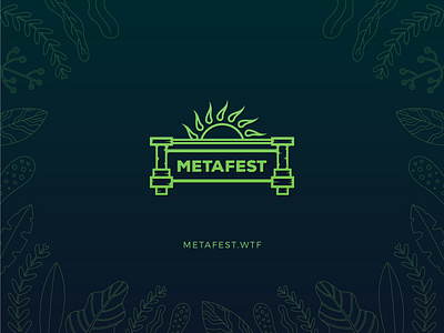Metafest 2023 logo branding conference crypto event festival fort gathering illustration logo solarpunk stone sun vector