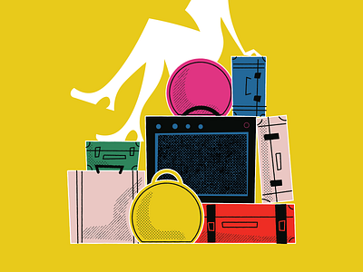 Suitcases design gig poster graphic design illustration mid century poster design vector