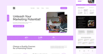 Marketing Courses app branding courses design figma grid system hero section home page illustration landing page marketing marketing courses ui ux