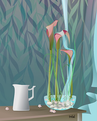 Calla lilies digital art digital illustration flowers graphic design illustration still life surrealism vector illustration