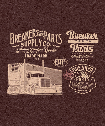 Breaker Truck Parts Supply Co. branding company brand logo company branding company logo design graphic design illustration logo typeface