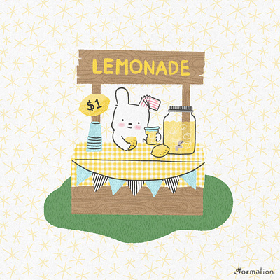 Lemonade Stand cartoon digital art digital illustration drawing drink illustration lemonade lemonade stand procreate rabbit summer