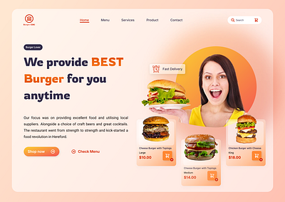 Web Design - Burger Shop Page burger shop food food shop free landing page design hero section landing page design restaurant uidesign website design