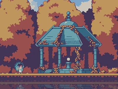 Shrine in the woods remake! 16bit 8bit design environment environment design fantasy fantasyart forest gameart illustration pixel art pixelart shrine treeart trees woods