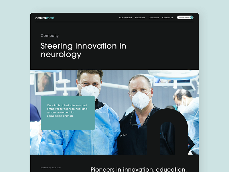 Neuromed | Website - Company Page dark theme design id30 neurology neuromed shopify surgeon surgery swiss design ui ux vet veterinary web web design website