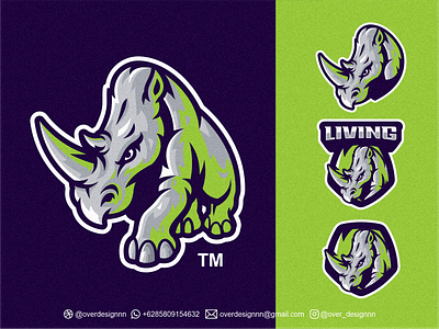 Living Rhino Logo branding design graphic design identity illustration logo mark rhino tshirt vector