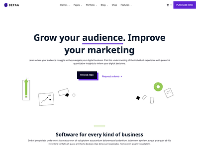 Betaa 128 professional responsive saas software startup technology typography website template