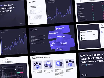 EOX - Pitch Deck 3d branding chart crypto data representation deck design editorial exchange finance flat graphic design graphs illustration layout model pitch deck ui