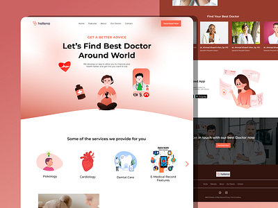 Healthcare Apps Landing Page branding figma health helath designs illustration landing page ui