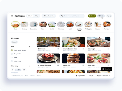 Food Delivery / Postmates • Material You (m3) • Design system booking chart components delivery drink figma figma material finance food illustration material material 3 material design material design 3 materialme postmates react social system ui kit