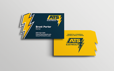 ATS Electrical BC badge branding bright color business card business logo card electrical energy home services lighting logo design mark type typography vector volt