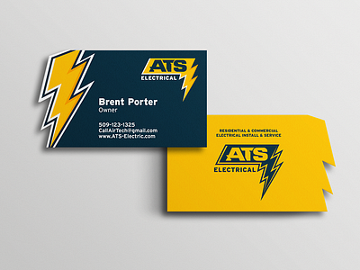 ATS Electrical BC badge branding bright color business card business logo card electrical energy home services lighting logo design mark type typography vector volt