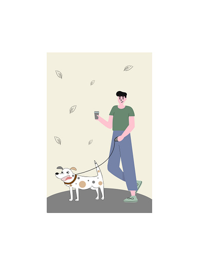 Vector illustrations design graphic design illustration осень парень с собакой