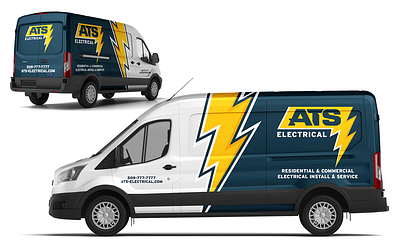 ATS Electrical Wrap badge branding business electrical energy home services lighting logo deisgn mark type van vector vehicle volt wrap