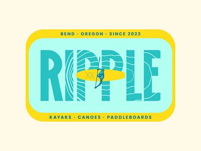 Ripple Watersports badge branding illustration kayak logo paddleboard typography water waves