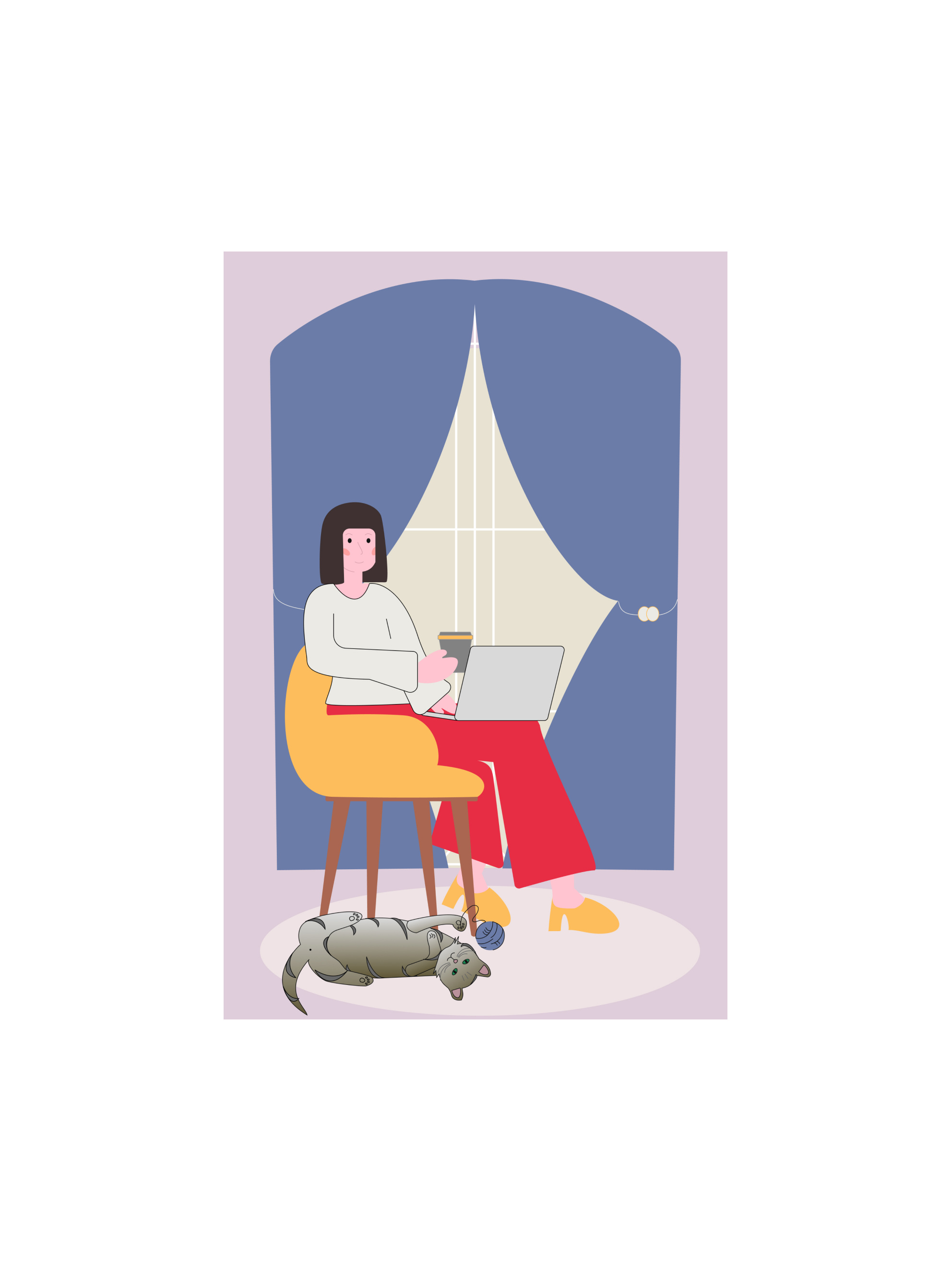 Illustration of a girl with a cat design graphic design illustration девушка кот люди