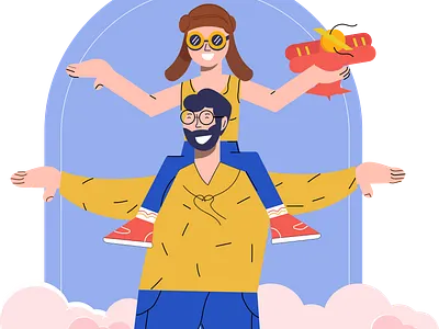 Happy Father Day boy character child family father father day fathers happy happy fathers day illustration illustrator ilustrator kid playing ui ux vector