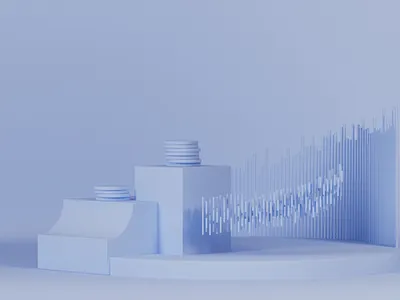 Finary - 3D Scene 3d branding coins crypto curve design finance set design ui