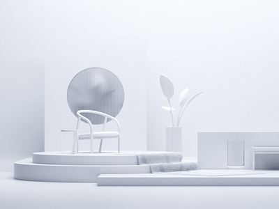 Finary - 3D scene 3d branding c4d clean design funriture light set design setdesign ui