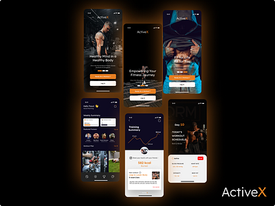 ActiveX : Your Personal Trainer App Anytime Anywhere app branding fitness gym illustration ios mobile app personal growth typography ui ux