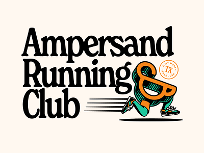 Ampersand Running Club ampersand arc cafe club coffee design fort worth illustration illustrator mascot run runner running sneakers texas type typography