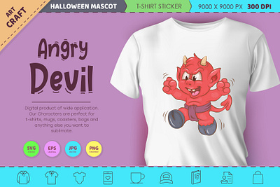 Angry little devil. Halloween mascot. angry little devil art cartoon character comic design illustration monster vector