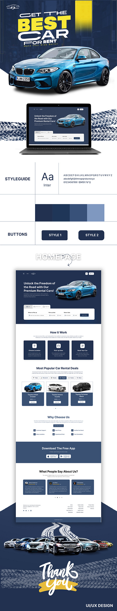 Rental Cars | UI UX Figma Project car rental website design figma ui ui ux ux webite design