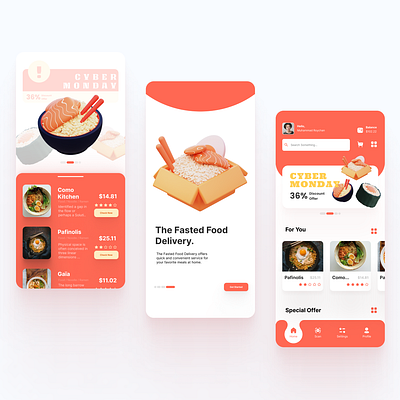 Food App - User Interface Exploration 3d design food app illustration japan mobile design ramen ui ux