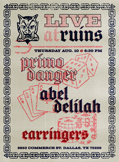 Gig Poster band poster dallas gambling illustration poster punk rock