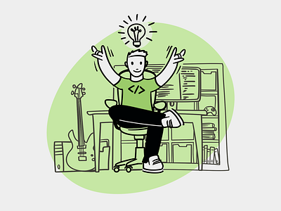 Illustration symbolizing success in remote work idea