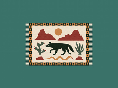 desert scene blanket cactus color palette coyote desert design digital drawing graphic design illustration illustrator rocks simple snake textile texture throw