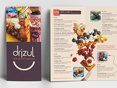 Drizul Dessert Menu brand language branding graphic design menu design typography