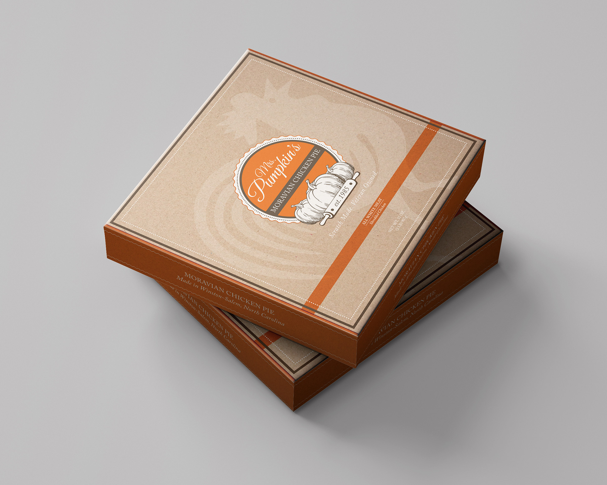 Mrs. Pumpkin's Pie Packaging bakery consumer packaging food food brand food packaging packaging design pie print design rustic
