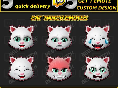 Cutie Cat emoji twitch discord youtube ! BestTwitch best twitch badges branding design graphic design illustration logo motion graphics new badges sub badges ui