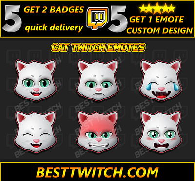 Cutie Cat emoji twitch discord youtube ! BestTwitch best twitch badges branding design graphic design illustration logo motion graphics new badges sub badges ui