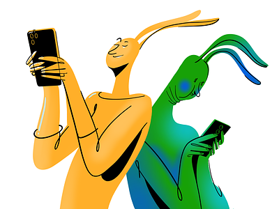 Year of the Rabbit bunny character dudes illustration people phone rabbit reading smartphone year of the rabbit