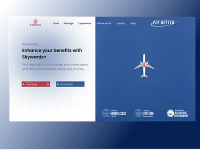 Emirates Airlines : UX/UI Re-Design Landing page branding design illustration landing page re design typography ui ux website