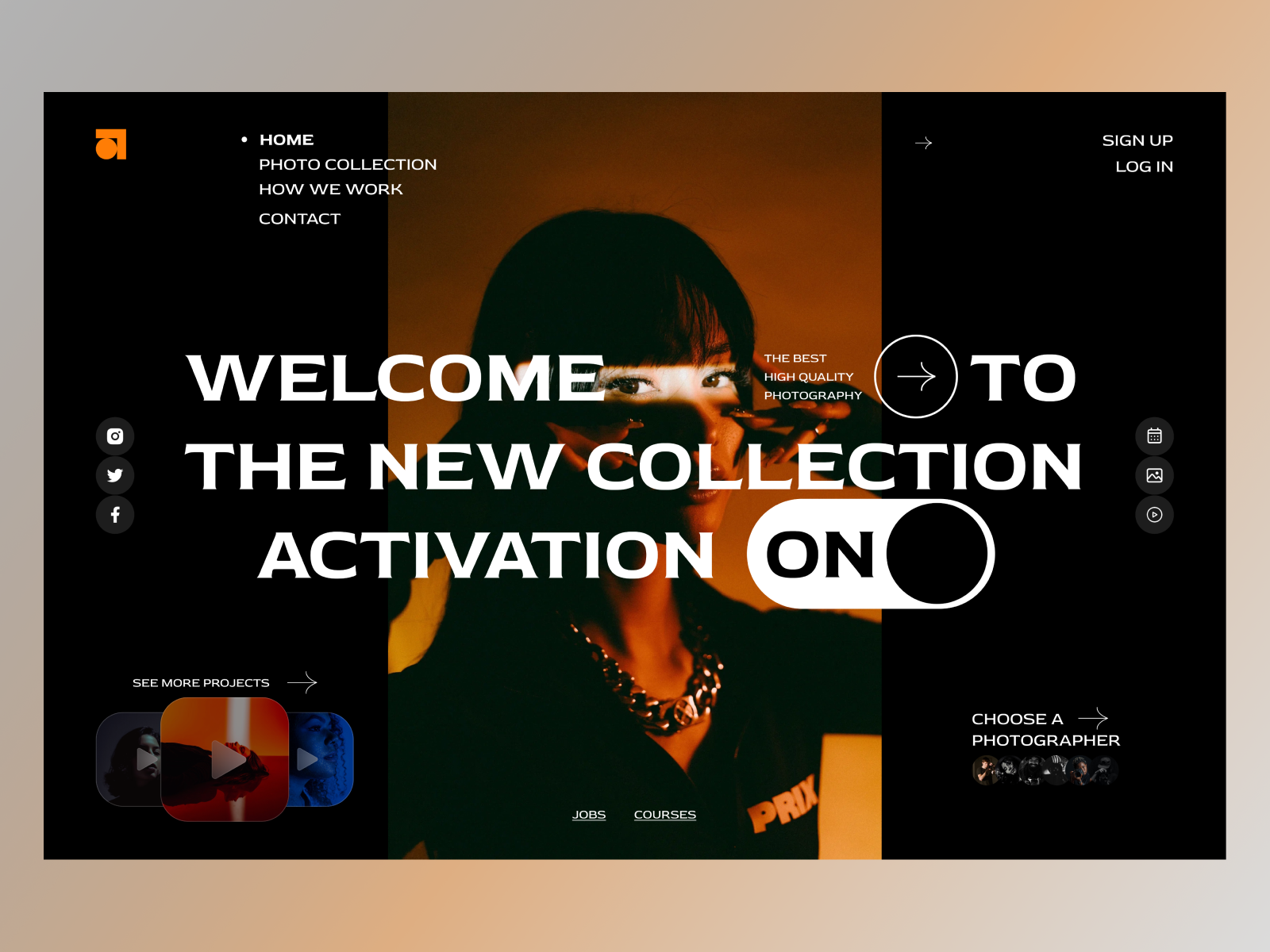 Photography Website Design: Landing Page e commerce interface landing page photography portfolio ui ux web design website website design