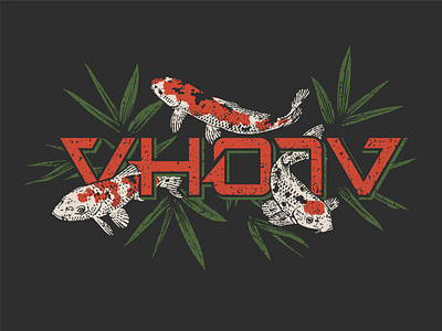 Koi Fusion aloha bamboo fish graphic design hawaiian illustration koi tee tee shirt