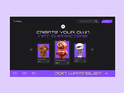 Tubby branding design illustration landing page nft ui ux