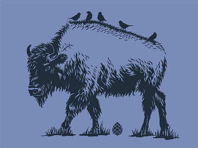 Bison Perch bison buffalo graphic design illustration tee tee shirt