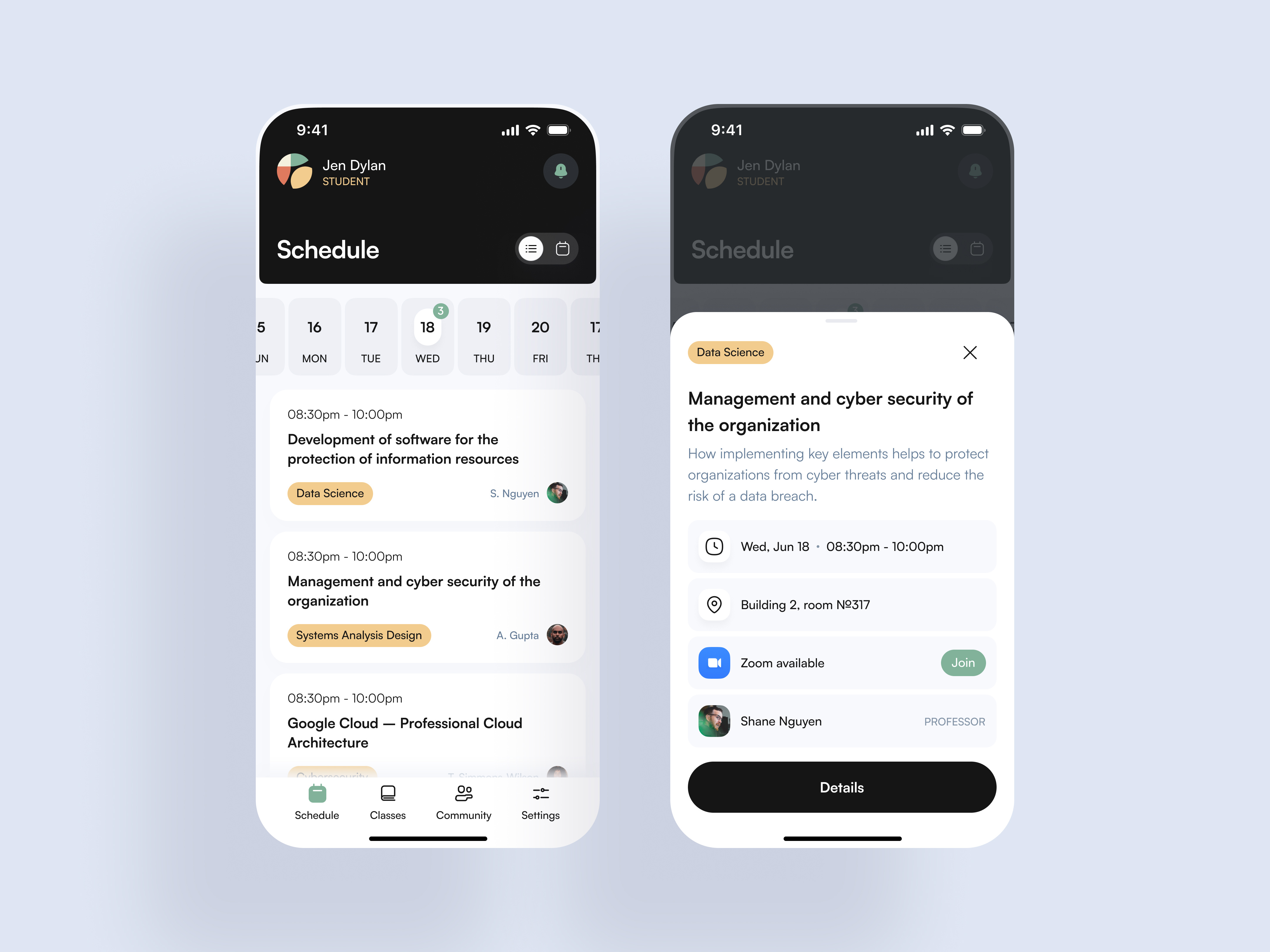 Student schedule app by Vick Lohvynenko on Dribbble