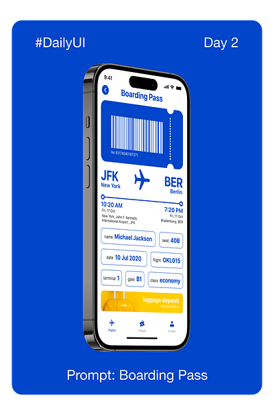 #DailyUI Day 2 Boarding Pass app boarding branding design figma interface ios iphone ticket ui uxui