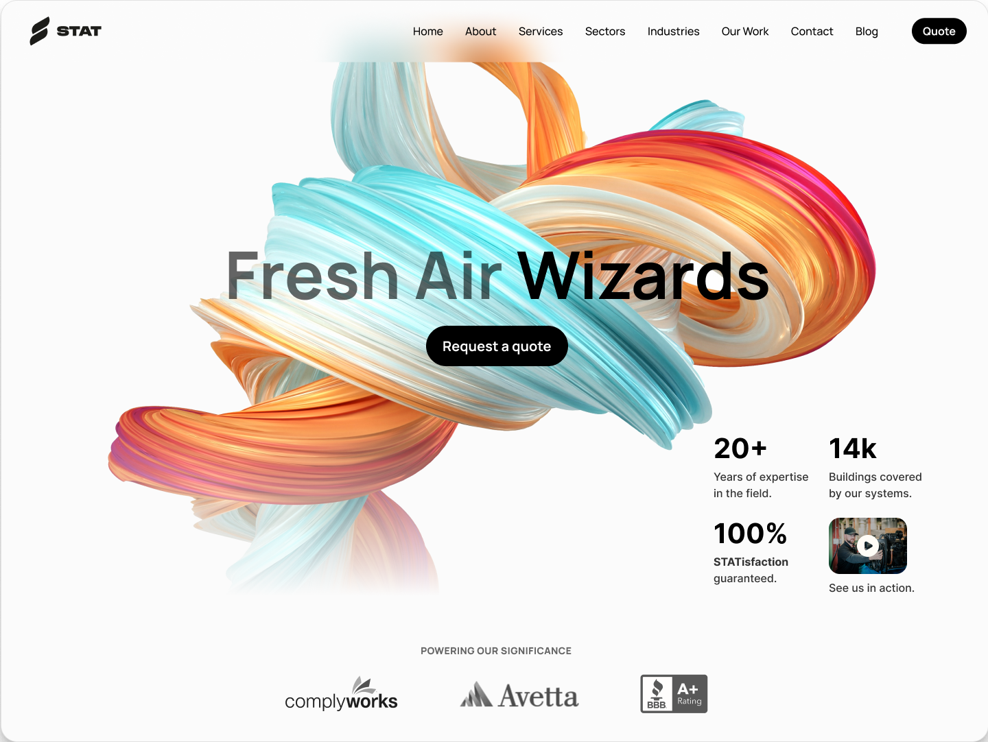 Modern Web Design: STAT (HVAC Services) animation blue clean colorful dynamic hvac modern orange ui ux web design website