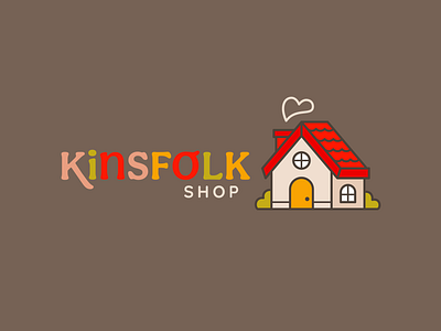 KINSFOLK SHOP Branding branding cottagecore cozy house illustration little house logo vector whimsical wordmark