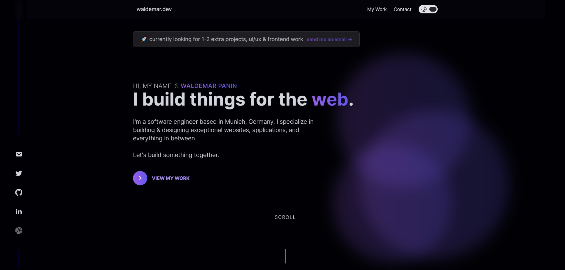 Portfolio clean dark frontend gradient minimal portfolio ui ux web developer web3 webdesign